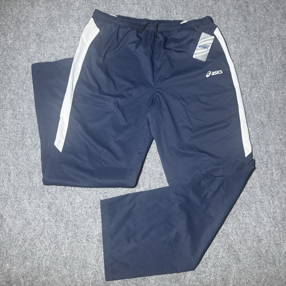 ASICS Caldera Warm Up Track Pants Men XXL Navy Lined Elastic Waist Joggers NWT